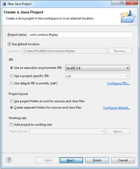 New Java Project dialog in Eclipse