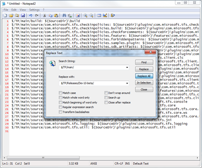 Editing the source folder mappings in Notepad2