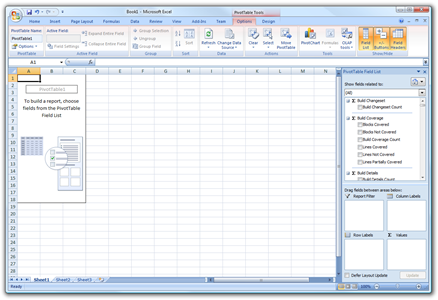 Excel showing a pivot table