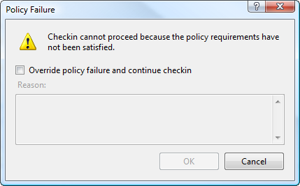 Policy Failure Dialog