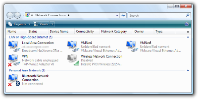 Network Connnections dialog in Windows Vista