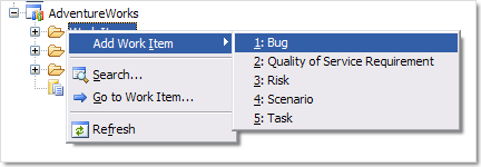 Context menu for Work Items