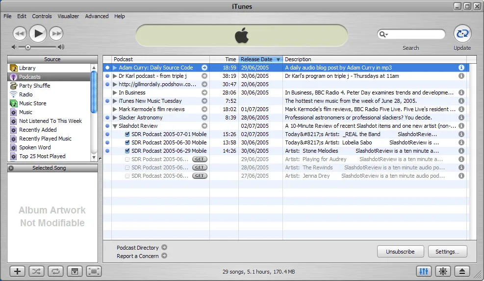 Podcasts in iTunes