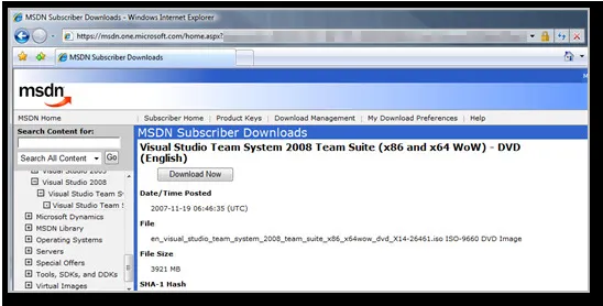 Visual Studio 2008 Team Suite Available on MSDN Downloads