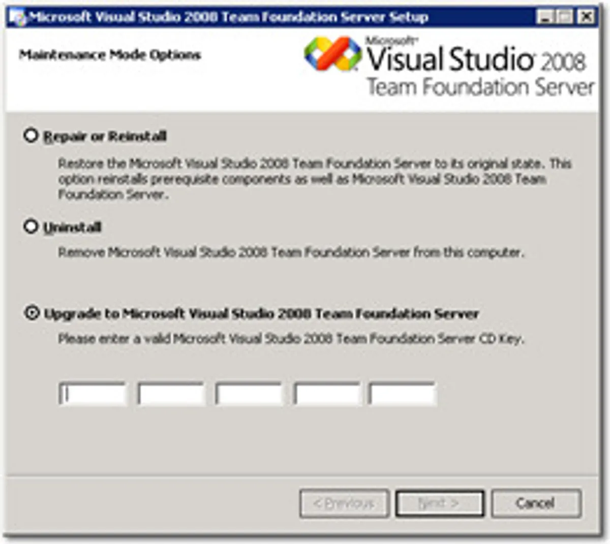 Upgrading from TFS 2008 Trial to TFS 2008 Full
