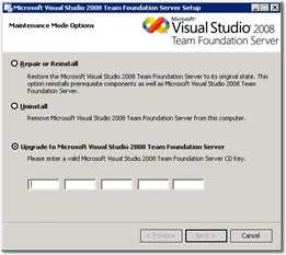 Upgrading from TFS 2008 Trial to TFS 2008 Full