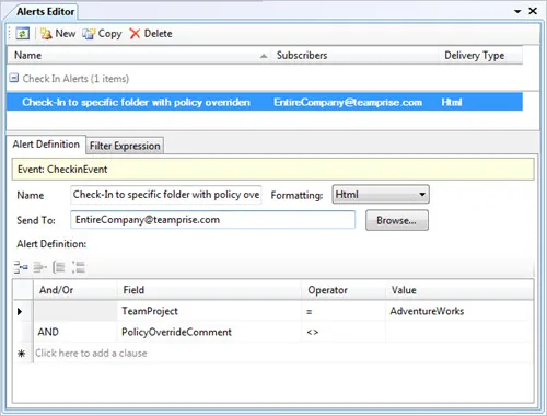 Policy Override Email Alerts