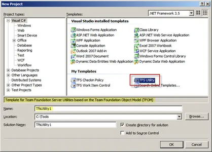 Visual Studio 2008 Project Template for TFS Utilities