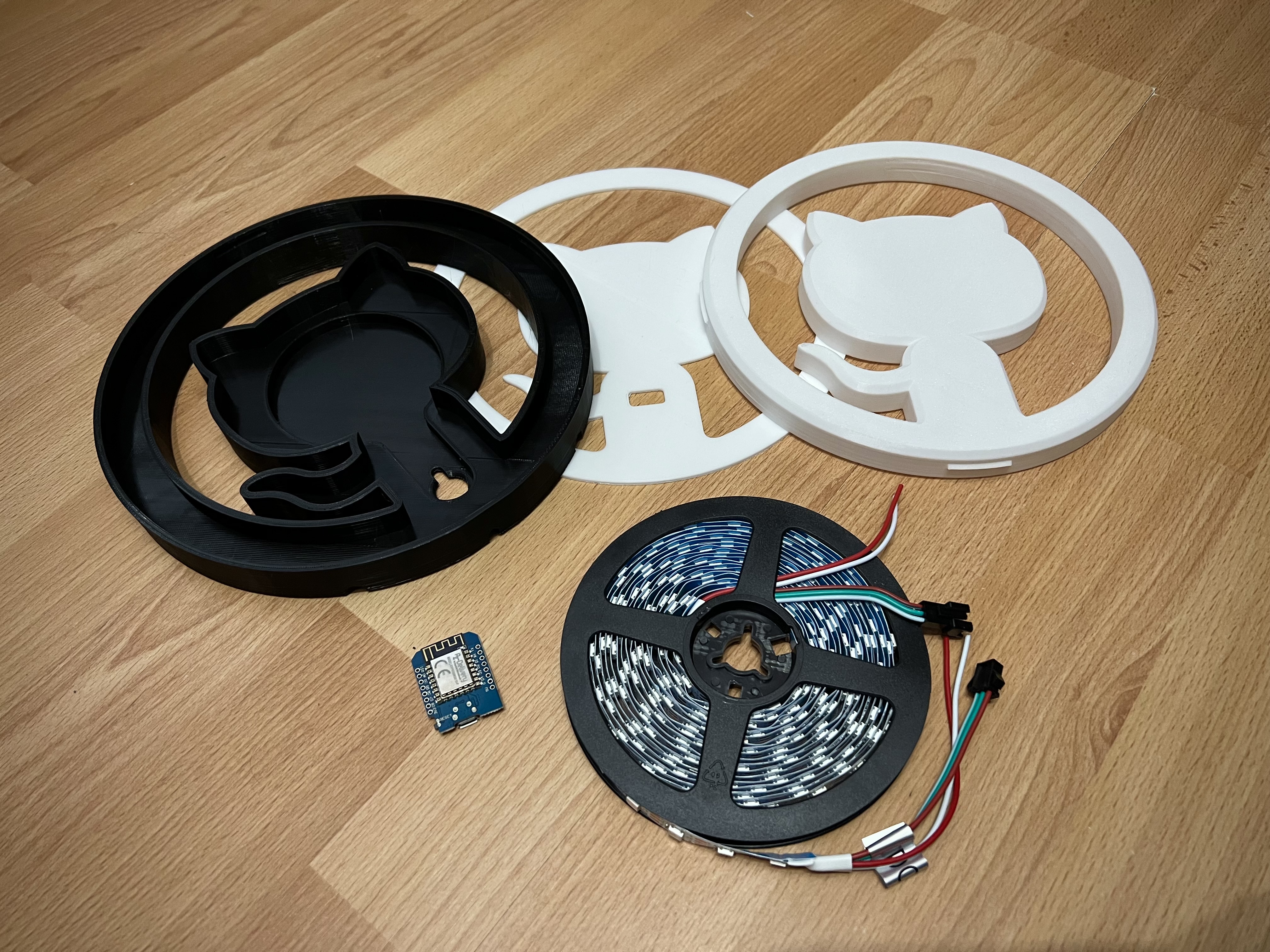 Component parts laid out before assembly